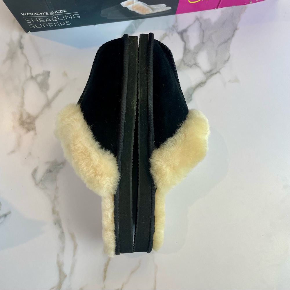 Catherine Malandrino Shearling Lined Genuine Suede Slippers Sz 9-11 Large NWB - Picture 8 of 12